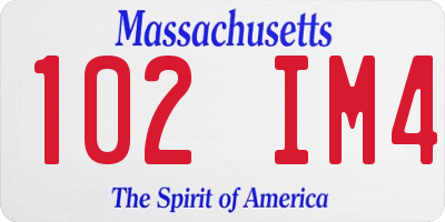 MA license plate 102IM4