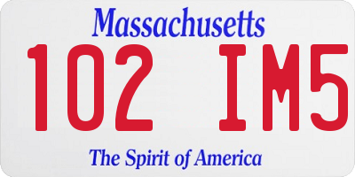 MA license plate 102IM5