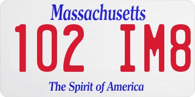 MA license plate 102IM8