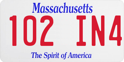 MA license plate 102IN4
