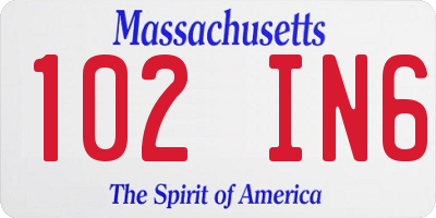 MA license plate 102IN6