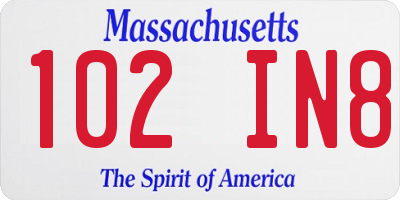 MA license plate 102IN8