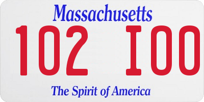 MA license plate 102IO0