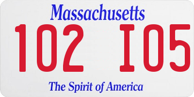 MA license plate 102IO5