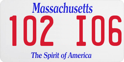 MA license plate 102IO6