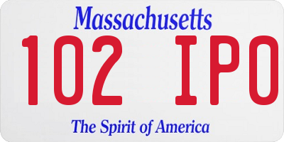 MA license plate 102IP0