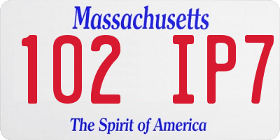 MA license plate 102IP7