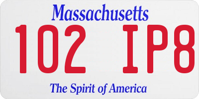 MA license plate 102IP8
