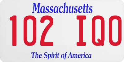 MA license plate 102IQ0