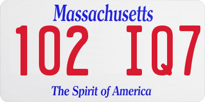 MA license plate 102IQ7