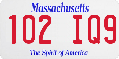 MA license plate 102IQ9