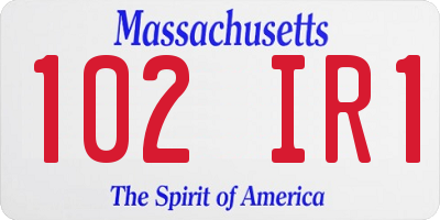MA license plate 102IR1