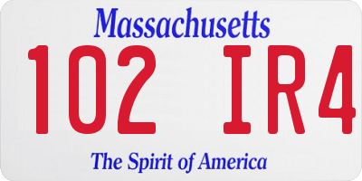 MA license plate 102IR4