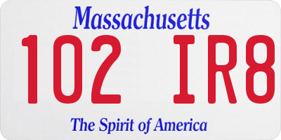 MA license plate 102IR8