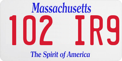 MA license plate 102IR9