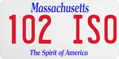 MA license plate 102IS0