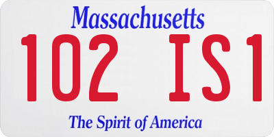 MA license plate 102IS1