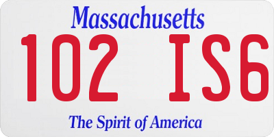 MA license plate 102IS6