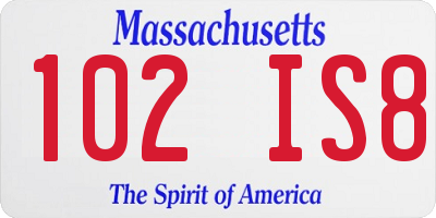 MA license plate 102IS8