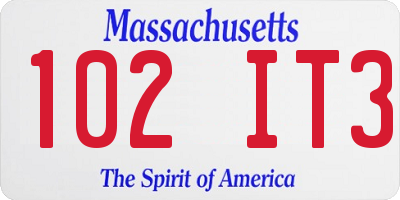 MA license plate 102IT3