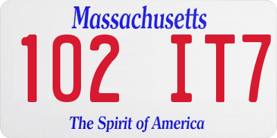 MA license plate 102IT7