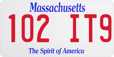 MA license plate 102IT9
