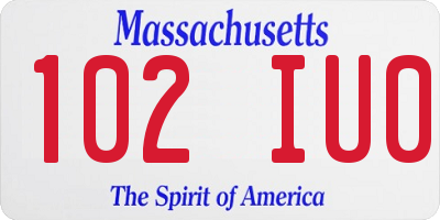 MA license plate 102IU0