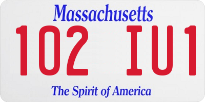 MA license plate 102IU1