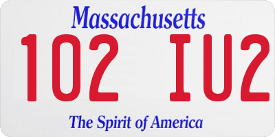 MA license plate 102IU2