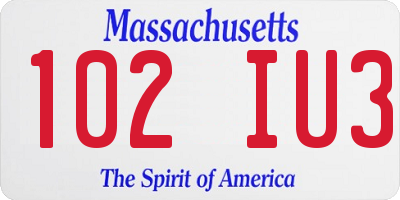 MA license plate 102IU3