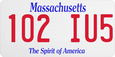 MA license plate 102IU5