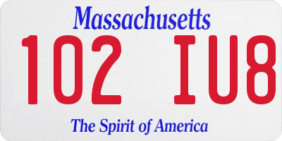 MA license plate 102IU8