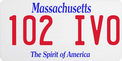 MA license plate 102IV0