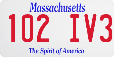 MA license plate 102IV3