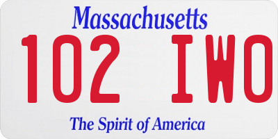MA license plate 102IW0