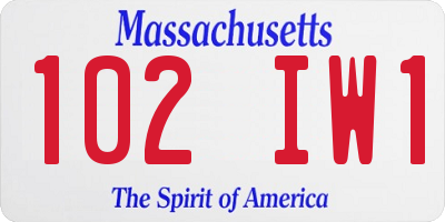 MA license plate 102IW1