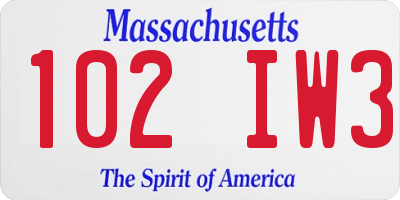 MA license plate 102IW3