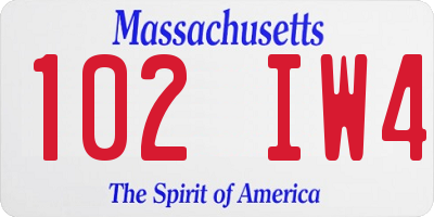 MA license plate 102IW4