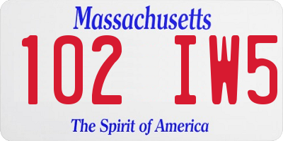 MA license plate 102IW5