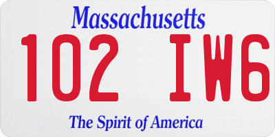 MA license plate 102IW6