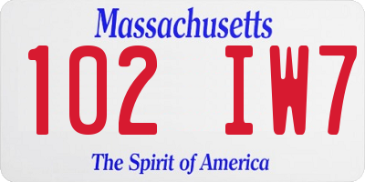 MA license plate 102IW7