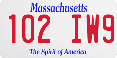 MA license plate 102IW9