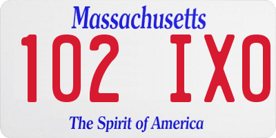 MA license plate 102IX0