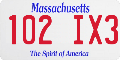 MA license plate 102IX3