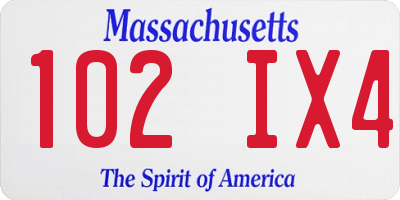 MA license plate 102IX4