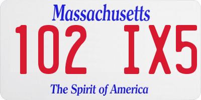 MA license plate 102IX5