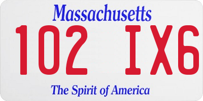MA license plate 102IX6