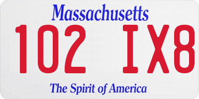 MA license plate 102IX8