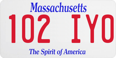 MA license plate 102IY0