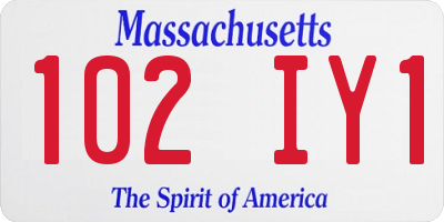 MA license plate 102IY1